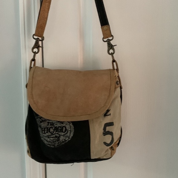 Myra Bag Brown black Chicago distressed Crossbody/Shoulder Bag Genuine Leather - Picture 11 of 16